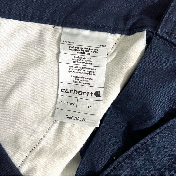 Carhartt Force Shorts Womens SZ 12 Original Fit Dark Blue Work Cuffed/snap BS213 - Picture 7 of 7